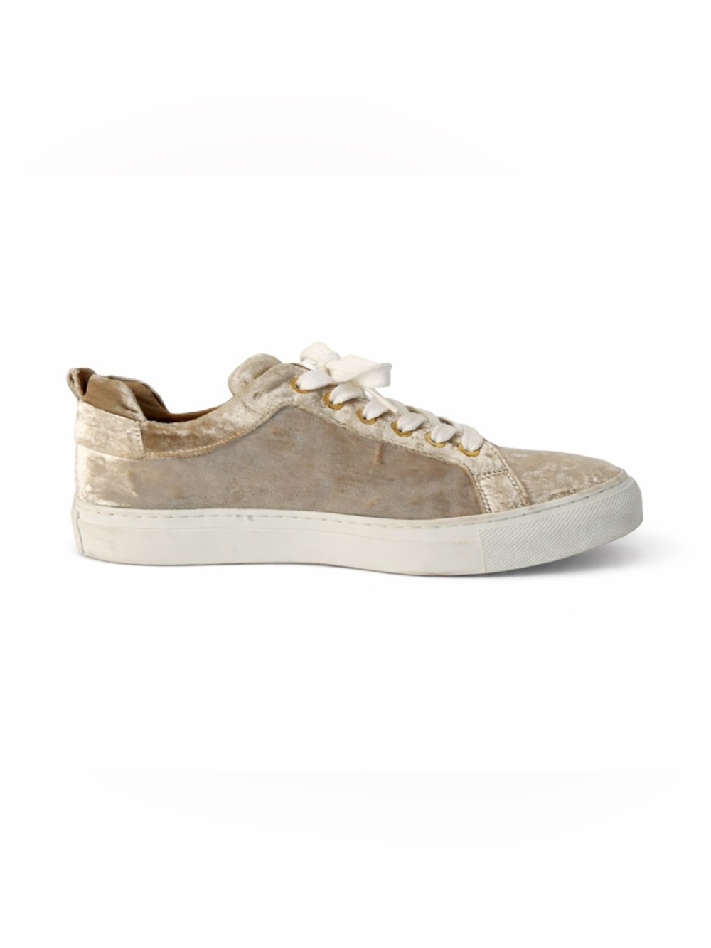 M Gemi Palestra Velvet Sneakers Italian Designer Shoes Beige Gold Size 38 US 7.5